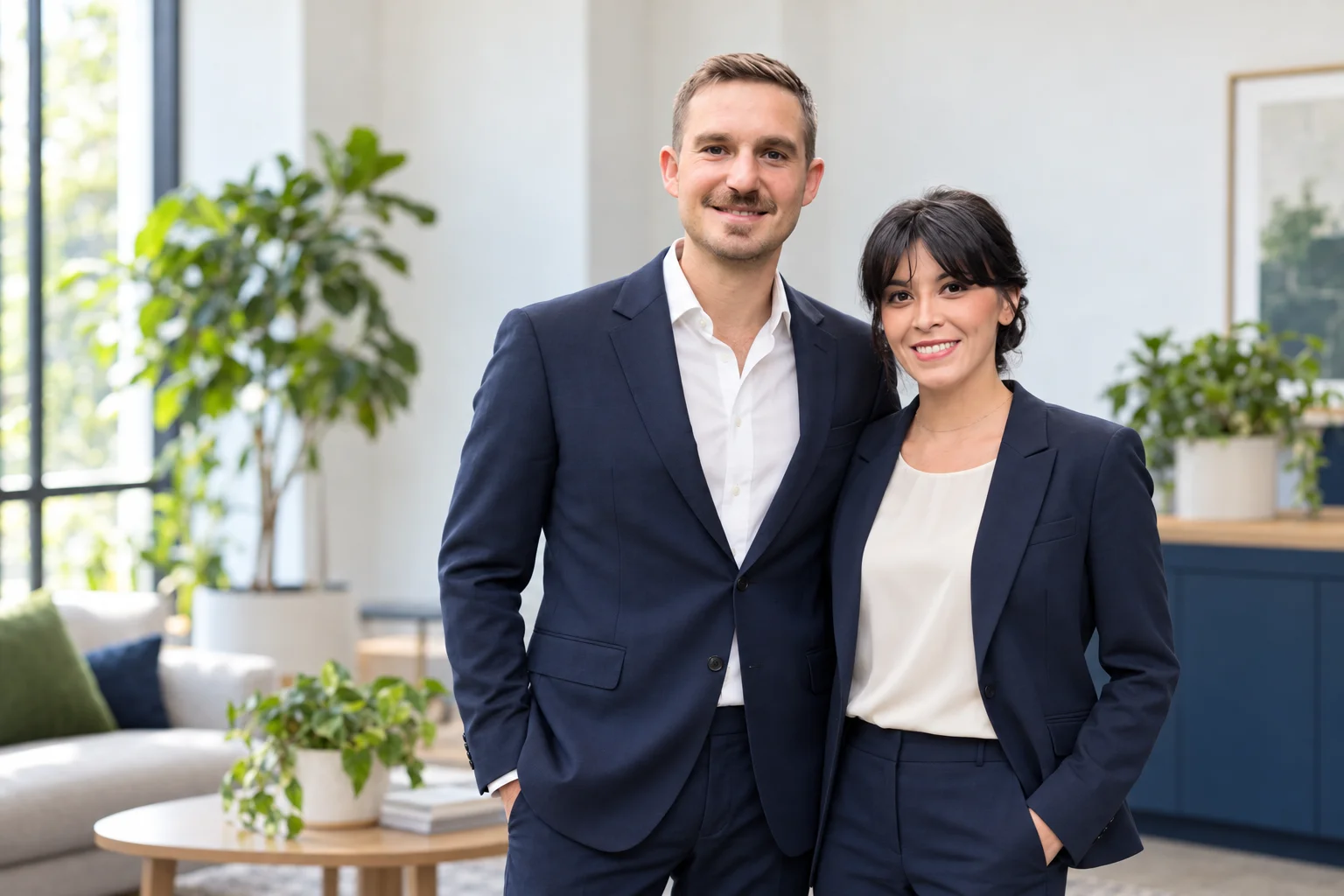 Yvonne Hauenstein-Sille und Stefan Hauenstein gemeinsam im Büro