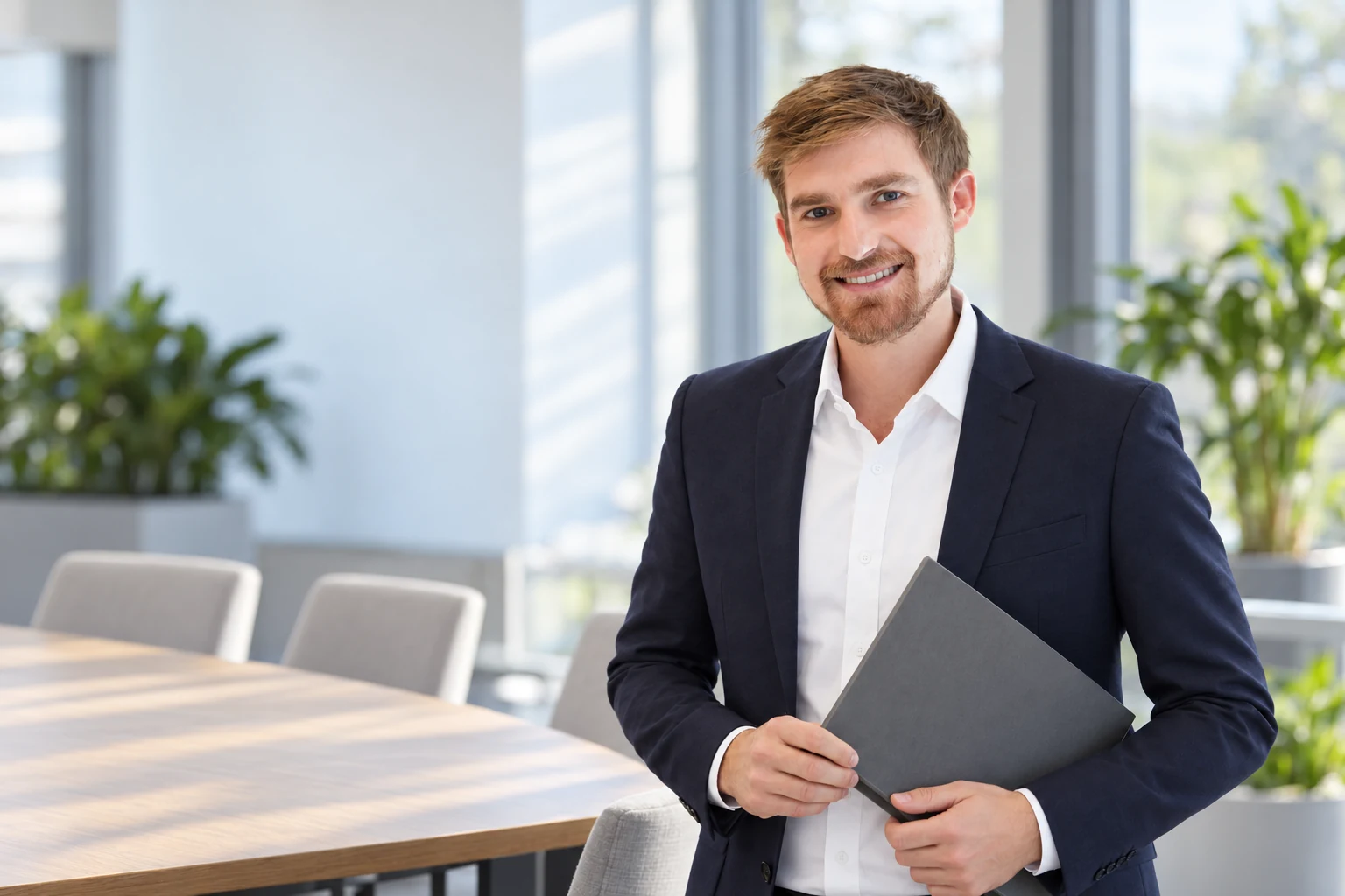 Stefan Hauenstein bereitet ein Partnergespräch im Büro vor